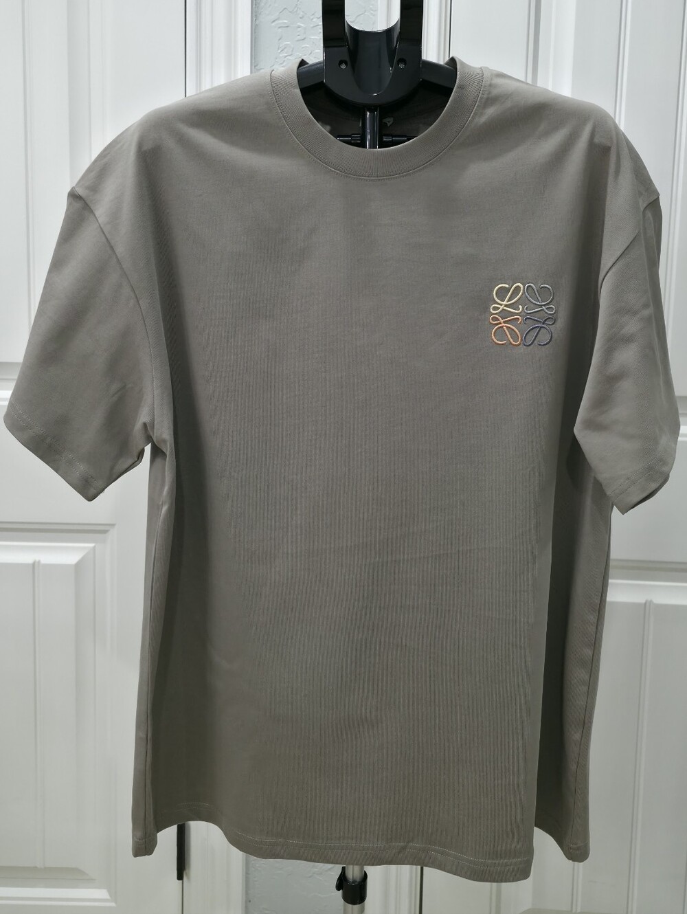 Loewe Taupe Crewneck Tee with Multicolor Anagram